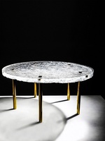 Table basse en résine transparente à effet d'ondulation, design moderne et simple, aucun assemblage requis, pour salon, usage domestique
