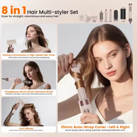 Sèche-cheveux ionique portable professionnel pour la maison, avec fonction de bouclage, chauffage PTC, affichage de la température LCD - 1,25 boucleurs d'air