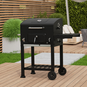 Multifunctional Outdoor American Style BBQ Grill With Smoker Function Trolley Design For Patio Use - Product Image 1