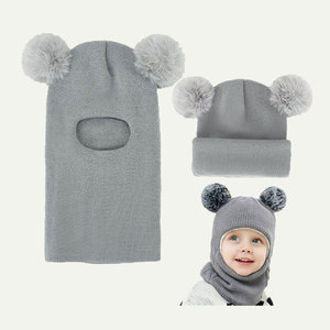 Combinaison d'hiver pour bébés en tricot 100% acrylique, bonnet doublé en <span class=keywords><strong>polaire</strong></span>, pull à capuche avec protection des oreilles, <span class=keywords><strong>cagoule</strong></span> pour garçons et filles, ski - Product Image 1