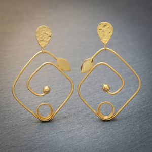 Jaipur Gems Children's Bohemian Gold Plated Alloy Pear Cut Stud <b>Earrings</b> with Imitation Pearl Third Party Certified <b>Hook</b> Design - Product Image 3