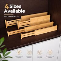 Diviseurs de tiroirs réglables en bambou pour vêtements, séparateurs en bambou pour commode, organisation de chambre d'enfant avec extrémités en mousse souple