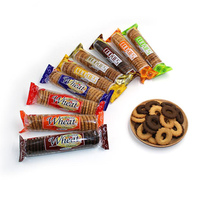 Biscuits croustillants en forme d'anneaux, sachet de 75g, saveurs fruitées et chocolatées, biscuits sandwich