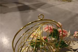 Yeni tasarım elektrolizle şampanya düğün metal kuş kafesi düğün parti olay dekorasyon için, düğün masa centerpiece - Product Image 5