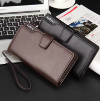 Dompet kulit fesyen untuk pria, dompet genggam bisnis fesyen sederhana, dompet kulit desainer pria