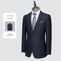 Veste de Costume Professionnelle Haut de Gamme en Laine pour Homme, Simple Boutonnage, Col Cranté, Anti-Plis, Grise