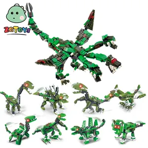 Zhiqu 8 Styles Combination Independent Robot Building Block Toy Kids Puzzle DIY Assembly Tyrannosaurus Rex Dinosaur Toys Plastic