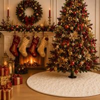 Jupe de sapin de Noël élégante en velours avec passepoil doré 90/120cm, style européen et américain, peluche de luxe pour la décoration de Noël