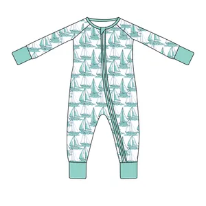 2023 Custom Baby Jumpsuit Pajamas Clothing Newborn Boutique Bamboo Baby Boy Romper Zipper Footie Bamboo Baby Clothes