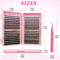 Lot de 640 bouquets de cils synthétiques 30D-80D, faits à la main, effet éventail, personnalisables, kit de cils en grappe