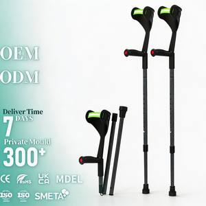 Béquilles ergonomiques réglables en hauteur anti-chute pour adultes avec poignée noire, paire de béquilles pliantes avec fixation pour canne, pour blessures à la <span class=keywords><strong>jambe</strong></span> - Product Image 1