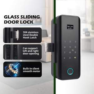 QLEUNG G11S Glass Door <b>Lock</b> With Fingerprint And Password <b>Smart</b> <b>Lock</b> For Sliding Door - Product Image 1