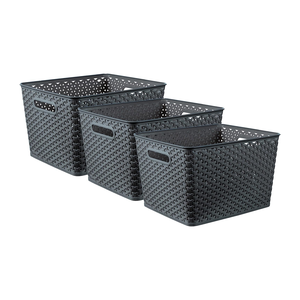 Resin Plastic Large Rectangular Storage Basket 18L Home