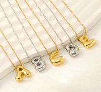Colgantes de Letras de Burbuja Personalizados DIY, Acero Inoxidable, Chapado en Oro de 18k, Dijes con Nombre, Collar con Letras de Burbuja del Alfabeto de 26 Letras