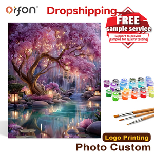 Kit de <span class=keywords><strong>Pintura</strong></span> por Números DIY para Adultos, Árbol de Flores de Cerezo Encantado, <span class=keywords><strong>Pintura</strong></span> Acrílica al Óleo, Decoración del Hogar, Venta al Por Mayor - Product Image 1