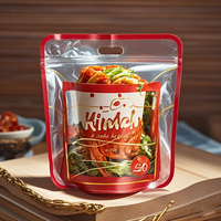 Sac à fermeture éclair 1kg personnalisé, pochette en plastique nylon à fond plat, sacs d'emballage alimentaire debout avec fenêtre Emballage Kimchi Pickle