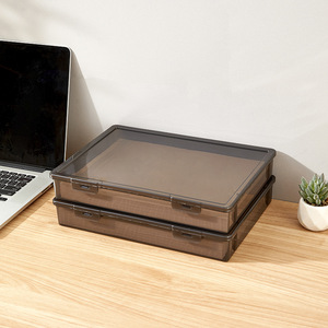 Transparent Desktop <b>Storage</b> <b>Box</b> For A4 <b>Documents</b> Large Capacity Rectangle Covered Home Office Use - Product Image 4