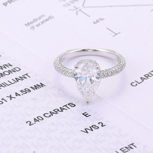 Anillo de Diamante Cultivado en Laboratorio, Oro Blanco de 14K, Forma de Pera, Semi-Eternidad, para Boda, Uso Diario, Ideas de Regalo, Joyería Fina, Personalizable - Product Image 6