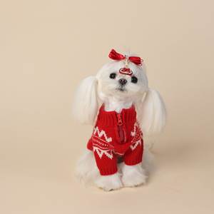 ZHONGYA Accesorios para Mascotas, Ropa para <span class=keywords><strong>Perros</strong></span>, Suéter <span class=keywords><strong>de</strong></span> Lana a Cuadros Rojos <span class=keywords><strong>de</strong></span> Año Nuevo, Suéteres Fair Isle para <span class=keywords><strong>Perros</strong></span> Más Vendidos <span class=keywords><strong>de</strong></span> Otoño e Invierno - Product Image 4