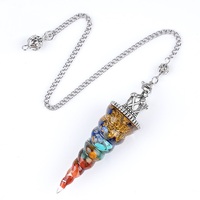Pendentif pendule en cristal naturel, style vintage, tête de couronne, cône spiralé, pour yoga et méditation, fréquence réglable, pendule en résine