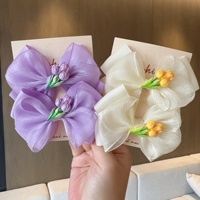 Accessoires pour cheveux de filles, best-seller, nœud en tissu fait main en forme de tulipe, pince à cheveux pour enfants, style japonais et coréen, mignon petit nœud en maille pour petite princesse