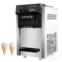 Machine à glace molle YINSHUO en acier inoxydable, modèle commercial sur pied avec 4 roues, 220V 2100W, trois poignées