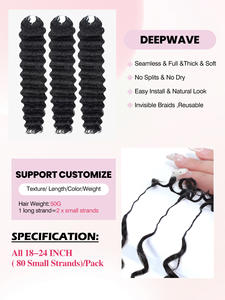 Extensiones de Cabello Humano FH Deep Wave Crochet Braid, 100g, Cabello Virgen Pre-separado, Rizado, Sin Trama - Product Image 3