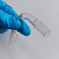 Adaptateur de distillation coudé à 75 degrés en verre borosilicate à paroi épaisse pour verrerie de laboratoire de chimie, personnalisé OEM