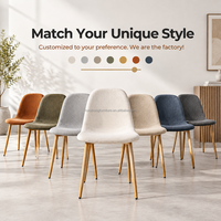 Chaise de salle à manger moderne rembourrée en forme de cuillère, dossier arrondi, assise souple, pieds coniques en fer - Pliable pour la maison, les hôtels et les salles à manger