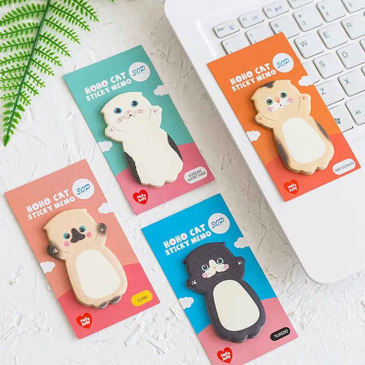 Contoh gratis hewan peliharaan lucu catatan tempel set kawaii kucing memo pad lucu anime kucing catatan tempel siswa Pesan stiker