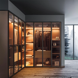 可定制家庭办公室和卧室滑动衣柜橱柜可扩展钢木服装 - Product Image 6