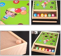En gros mini en bois de billard table de billard jeu 1 bâton + 6 boules plaisir sport Portable table en bois jouet cadeau d'anniversaire pour enfants