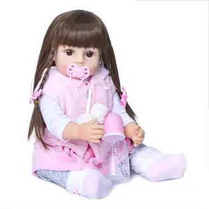 Mädchen Geschenk wieder geboren Pink Rabbit Kleid Set lebensechte echte Soft Touch Ganzkörper Silikon wieder geborene Baby puppen