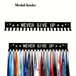 Trang Trí Tường Màu Đen Hiện Đại Kim Loại Huy Chương Giá Với 20 Thư Móc Tùy Chỉnh Kích Thước Thuận Tiện Huy Chương Lưu Trữ Và Hiển Thị - Product Image 2