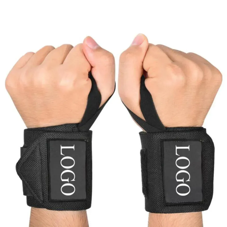 Custom Logo Fitness Safety Nylon Elastic Gym Sports Deadlift Wrist Support Powerlifting Weightlifting Wrist Wraps Wristbands