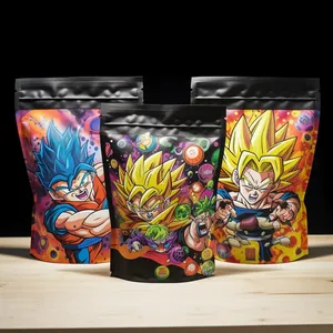 Bán Buôn Tùy Chỉnh In Phim Hoạt Hình 3.5G 7G 14G Thực Phẩm Túi Matt Tím Nắp Kéo In Ấn Nhôm Lá Mỏng Ziplock Mylar Bao Bì Túi - Product Image 2