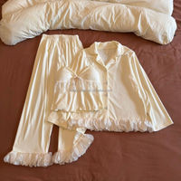 Pyjama élégant 3-en-1 double face en velours pour femme, avec dentelle douce, vêtements de nuit thermiques doux pour l'hiver, tenue d'intérieur