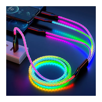 Câble de charge rapide lumineux LED de qualité 3 en 1 RGB pour iPhone 6A Micro USB Type C Câble de charge pour Samsung