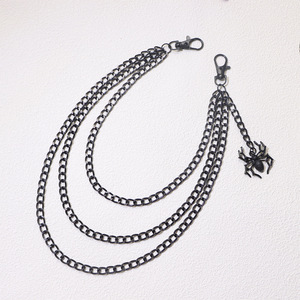 Cadena de cintura unisex de doble capa con colgante de araña para uso diario, joyería de moda hip hop, aleación de zinc, color negro. - Product Image 2