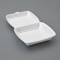 Boîte à lunch jetable en mousse à compartiment unique EV17 de 10 pouces, boîte d'emballage pour hamburger, boîte à hamburger biodégradable pour la restauration rapide