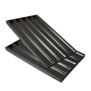 Plateau à baguettes rectangulaire en aluminium antiadhésif de haute qualité, facile à démouler, noir, 600x400mm, plateau à pain français - Product Image 1