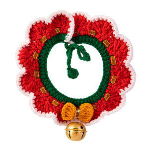 Handmade Knitted Pet Christmas Collar With <b>Bell</b> Adjustable For Cats <b>Dogs</b> Holiday Gift - Product Image 4
