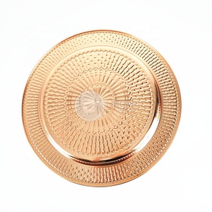 Plato Base Redondo Elegante de Acero Inoxidable para Bodas, Color Plata/Oro Rosa/Oro - Product Image 4