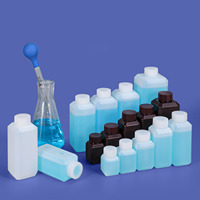 Bouteille carrée en PEHD à col étroit de 20 ml à 500 ml pour liquides chimiques, impression sérigraphique, logo personnalisé, flacon d'échantillon de laboratoire