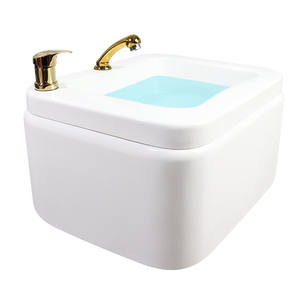 Lavabo de Pedicura de Cerámica de Alta Calidad con Asa Recta Dorada, Tazón para Spa de Pies con Drenaje para Uso en Salones de Belleza y Manicura - Product Image 1
