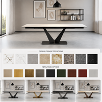 Table à manger carrée moderne extensible en céramique avec pieds en métal, pliable, écologique, capacité supérieure à 10 places