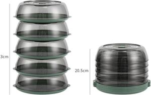 Couvre-plat multicouche empilable anti-poussière, couvre-plat rond, couvre-plat en plastique transparent, couvre-plat isolant - Product Image 3