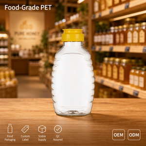 Bouteille <span class=keywords><strong>de</strong></span> <span class=keywords><strong>miel</strong></span> en PET <span class=keywords><strong>de</strong></span> qualité alimentaire personnalisée en gros, 380 ml, avec bouchon à clapet, emballage <span class=keywords><strong>de</strong></span> <span class=keywords><strong>miel</strong></span> à marque privée, vente en gros - Product Image 1