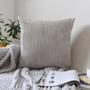 Solid Soft Textured Corduroy <strong>Cushion</strong> Cover <strong>Striped</strong> Throw Pillows Cases Plain Farmhouse Pillow Covers for Home Hotel Hospital Use - Product Image 2