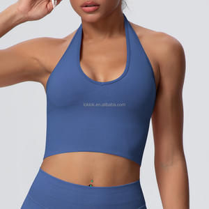 Soutien-gorge de yoga léger pour femme, à maintien élevé, antibactérien, à séchage rapide, respirant, extensible dans les quatre sens, col rond, dos nu, style halter - Product Image 3